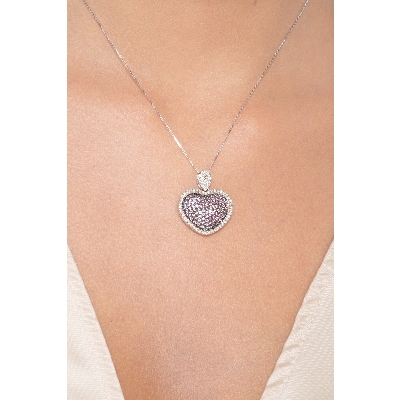 Damenkette mit rosa Saphir-Herzanhänger