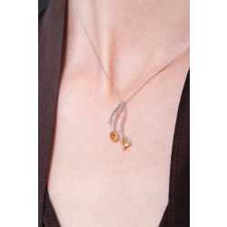 Weißgold Kette Damen mit Citrin Anhänger und Diamanten  2