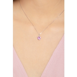 Herzkette Weißgold mit rosa Saphir und Diamant 2