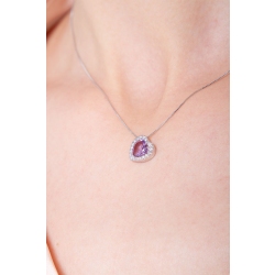 Herz-Anhänger-Halskette mit Amethyst und Diamanten  2