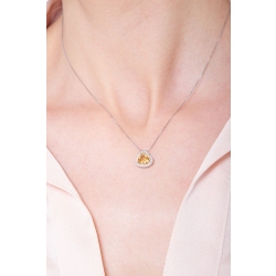 Weißgold Herz Kette mit Diamanten- und Citrin-Anhänger  2