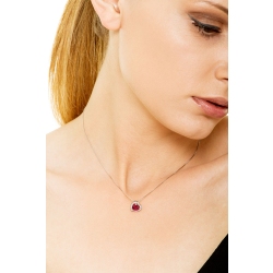 Weißgold Herzkette mit Rubin-Anhänger und Diamanten  2