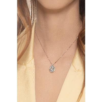 Weißgold 750 Aquamarin Kette 