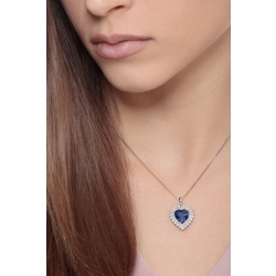 Weißgold Kette mit Saphir-Herzanhänger  2