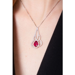 Weißgoldkette Damen mit Rubin-Anhänger 2