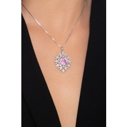 Saphir Anhänger mit Diamanten Weißgold Kette 2