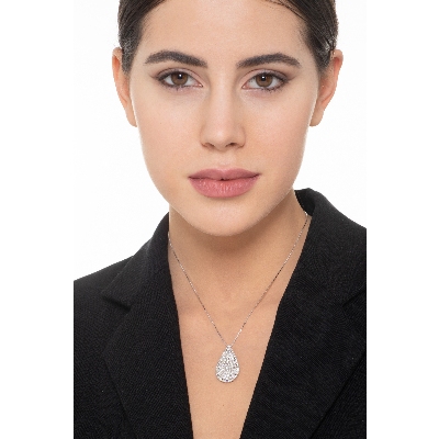 750er Weißgold Damen Kette mit Diamant-Anhänger 