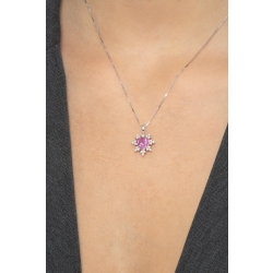 Rosa Saphir Halskette mit Diamanten Weißgold 750 2