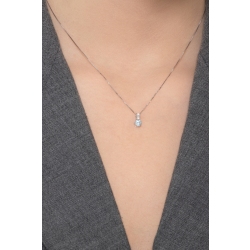 Weißgold Halskette mit Aquamarin und Diamanten 2