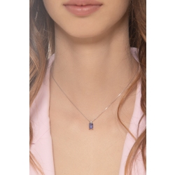Weißgold-Kette mit Tansanit-Anhänger und Diamanten  2