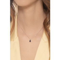 18K Weißgold-Halskette mit blauem Saphir-Anhänger   2