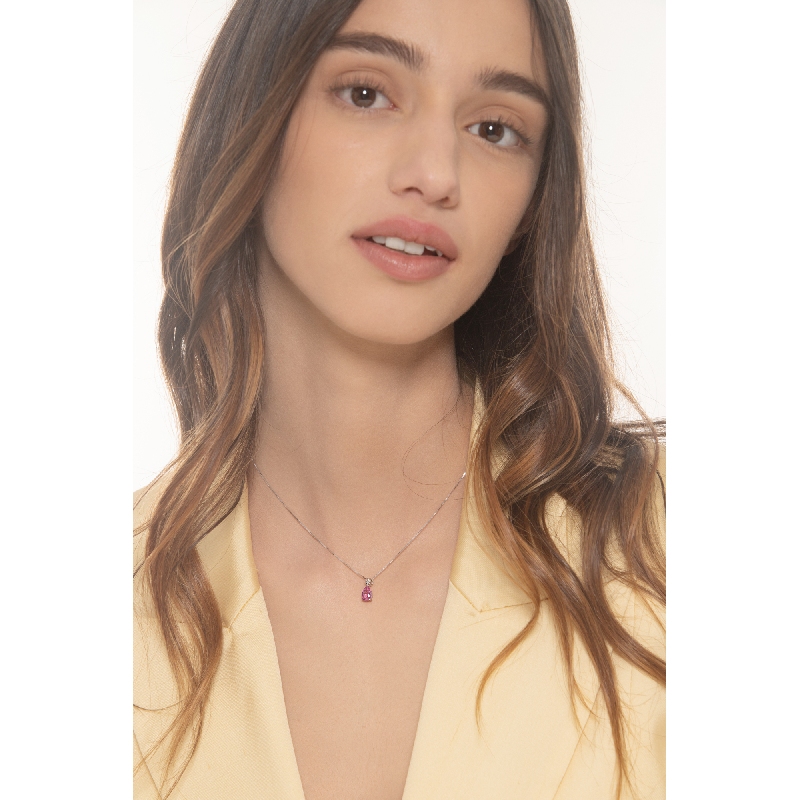 Rosa Saphir Kette Weißgold 750  Rosa Saphir Kette Weißgold 750