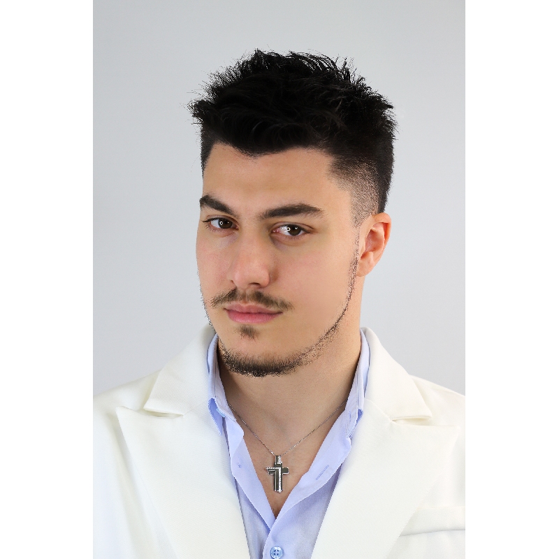 Kreuz-Kette für Herren aus Weißgold mit Diamanten