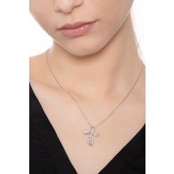 Weißgold Halskette mit Diamant-Kreuz 2