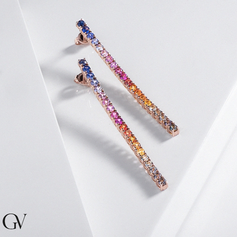 Saphir Ohrringe 18 K Roségold - Rainbow Kollektion Saphir Ohrringe 18 K Roségold - Rainbow Kollektion