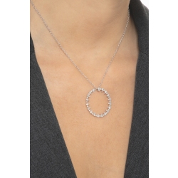 Weißgold-Kette mit Diamantkreis-Anhänger  2