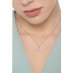 Weißgold 18k Kette mit Buchstabe M aus Diamanten 2