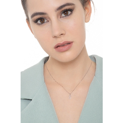 Kette mit Buchstabe S aus Weißgold und Diamanten