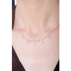 Kette aus Weißgold mit Schriftzug SMILE aus Diamanten 2