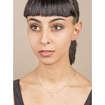 Kreuz Kette Weißgold 750 mit Diamant-Anhänger 