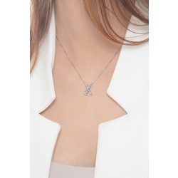 Weißgoldkette mit Diamant-Kreuz-Anhänger  2