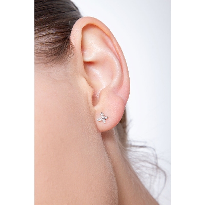 Weißgold Ohrstecker mit Schmetterlingen mit Diamanten 