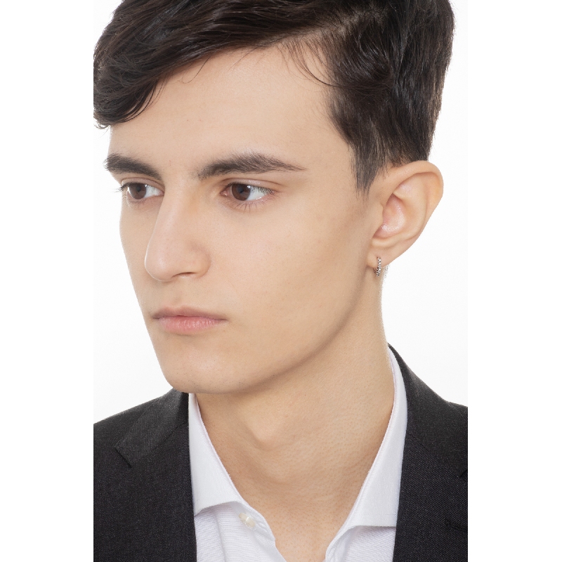 Weißgold 18k einzelne Creole mit Diamanten  Weißgold 18k einzelne Creole mit Diamanten