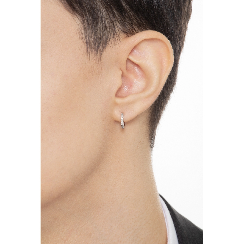 Weißgold 18k einzelne Creole mit Diamanten  Weißgold 18k einzelne Creole mit Diamanten