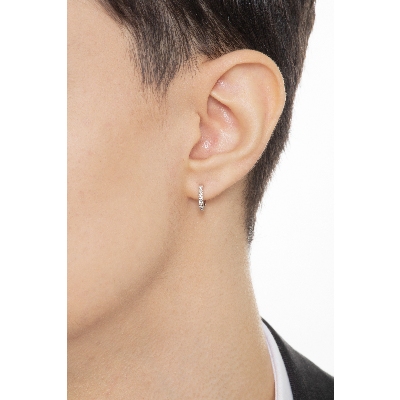 Weißgold 18k einzelne Creole mit Diamanten 