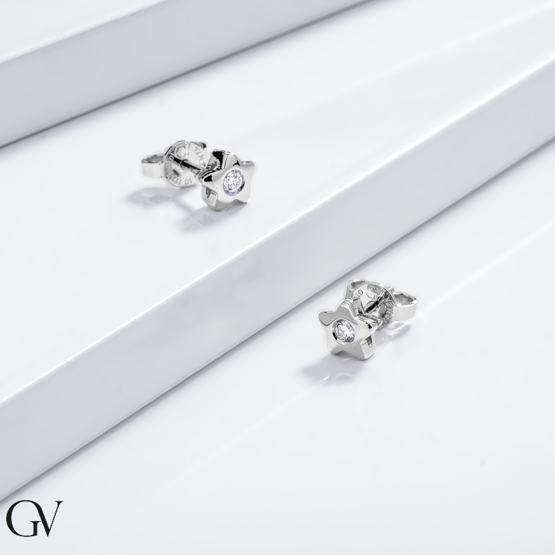 Brillant-Ohrstecker Stern Damen Weißgold 750 Brillant-Ohrstecker Stern Damen Weißgold 750