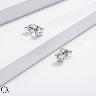 Brillant-Ohrstecker Stern Damen Weißgold 750