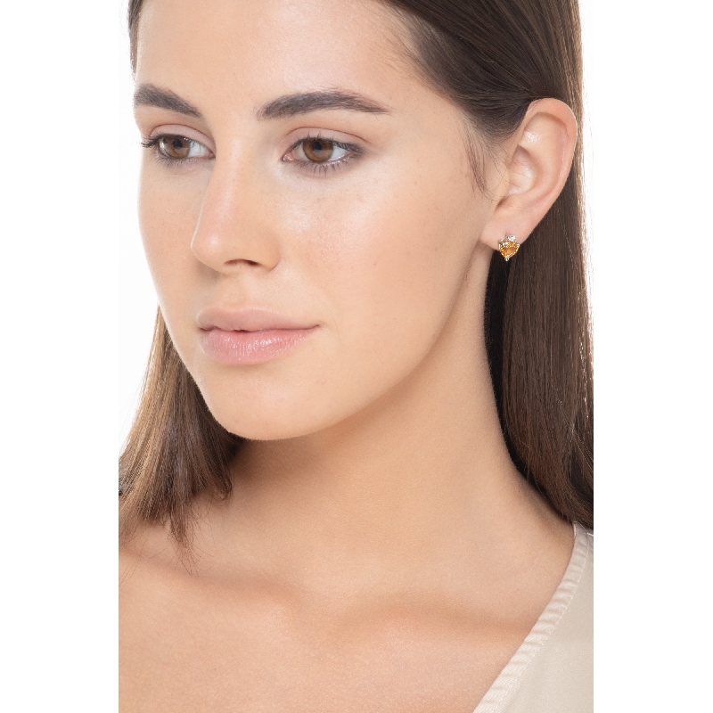 Ohrstecker Weißgold mit Brillanten und Herz-Citrin Ohrstecker Weißgold mit Brillanten und Herz-Citrin