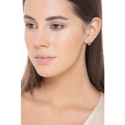 Ohrstecker Weißgold mit Brillanten und Herz-Citrin