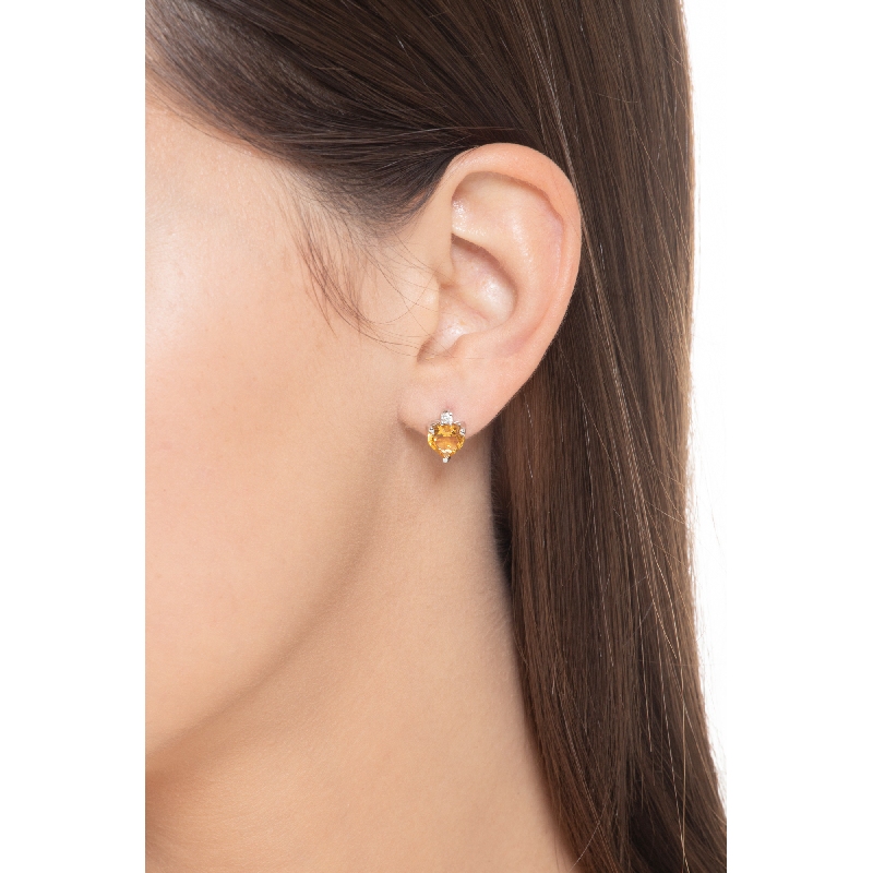 Ohrstecker Weißgold mit Brillanten und Herz-Citrin Ohrstecker Weißgold mit Brillanten und Herz-Citrin