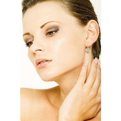 Weißgold Ohrhänger mit Diamanten und Aquamarin