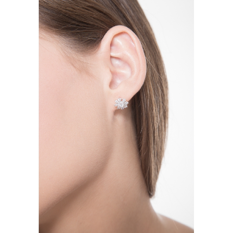 Ohrstecker Weißgold mit Diamant-Blume Ohrstecker Weißgold mit Diamant-Blume