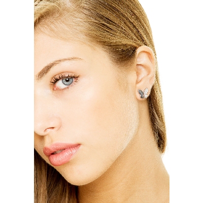 Schmetterling Ohrstecker Weißgold mit Diamanten 