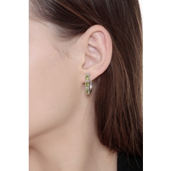 Mini-Creolen Weißgold mit Diamanten und Peridote 2