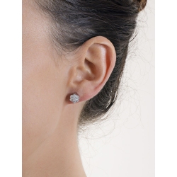 18k Weißgold Blumenohrstecker mit Diamanten 2