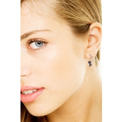 Weißgold Ohrringe mit Diamanten und blauen Saphiren 2