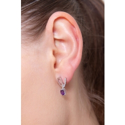 750er Weißgold Ohrringe mit Amethyst und Diamanten 2