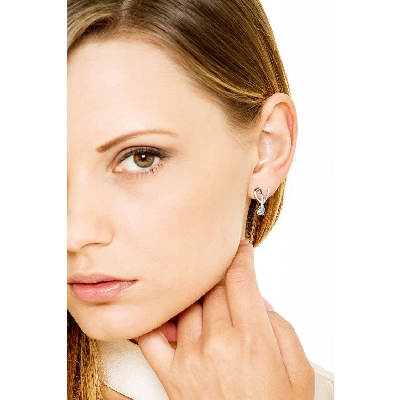 Weißgold-Ohrringe mit Aquamarin und Diamanten 