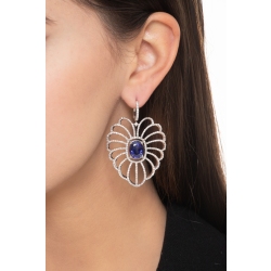 Weißgold Ohrhäger mit Diamanten und blauen Saphiren 2