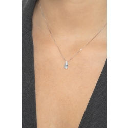 Weißgold-Halskette mit Diamant- und Aquamarin-Anhänger 2