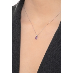 Solitär-Kette aus 18k Weißgold mit Amethyst Anhänger 2