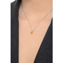 Weißgold Kette mit Diamant- und Citrin-Anhänger 2