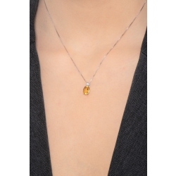 Damen Halskette mit Diamant- und Citrin-Anhänger 2