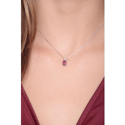 Damenkette aus Weißgold mit Rubin-Anhänger und Brillanten 2