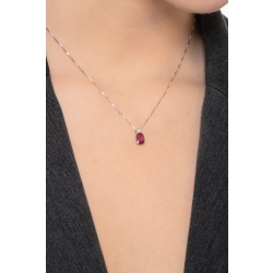 Weißgold Kette Damen mit Rubin-Anhänger und Diamanten 2