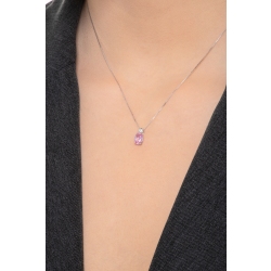 Halskette aus 18 Karat Weißgold mit Anhänger aus Diamanten und rosa Saphiren 2